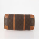 CELINE Macadam Canvas Boston Bag PVC Leather Brown Gold Auth BAZ722-5