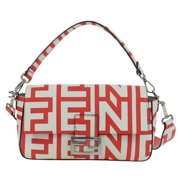 FENDI Marc Jacobs Collaboration Mamma Baguette Leather 2way Red Auth BAZ729SAM