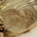 PRADA Shoulder Bag fur Beige Gold Auth BAZ731SM-16