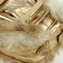 PRADA Shoulder Bag fur Beige Gold Auth BAZ731SM-17