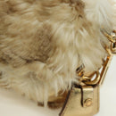 PRADA Shoulder Bag fur Beige Gold Auth BAZ731SM-19