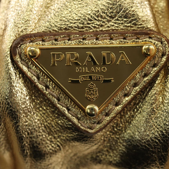PRADA Shoulder Bag fur Beige Gold Auth BAZ731SM