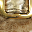 PRADA Shoulder Bag fur Beige Gold Auth BAZ731SM-22