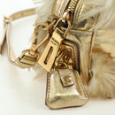 PRADA Shoulder Bag fur Beige Gold Auth BAZ731SM-23