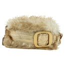 PRADA Shoulder Bag fur Beige Gold Auth BAZ731SM-13