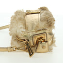 PRADA Shoulder Bag fur Beige Gold Auth BAZ731SM-3