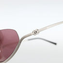 CHANEL COCO Mark Sunglasses metal Silver tone 4004 CC Auth BAZ737-7