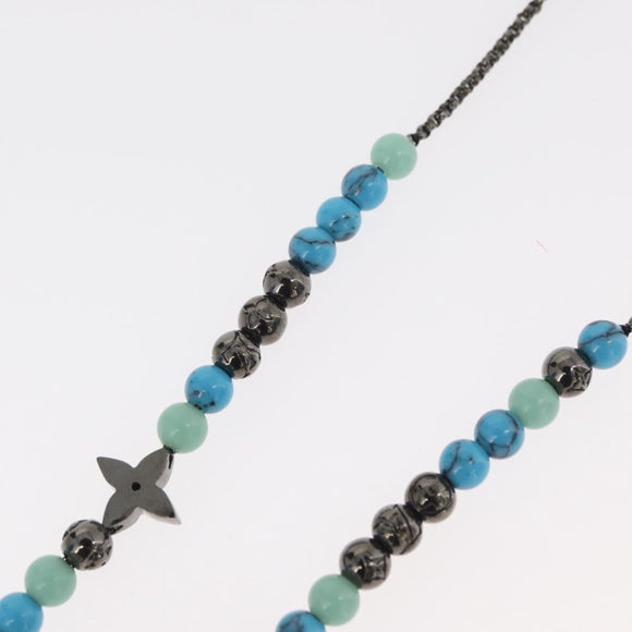 LOUIS VUITTON Collier LV Beads Necklace metal Turquoise Blue M00313 Auth BAZ738M
