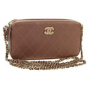 CHANEL Matelasse Chain Wallet Shoulder Bag Leather Pink Gold CC Auth BAZ741V-1