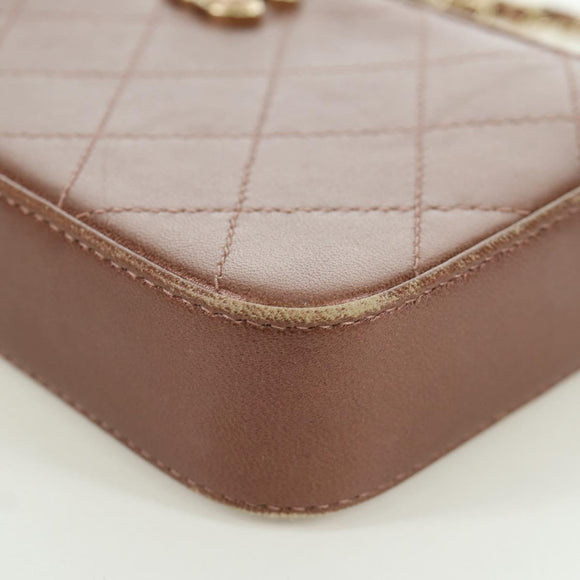 CHANEL Matelasse Chain Wallet Shoulder Bag Leather Pink Gold CC Auth BAZ741V