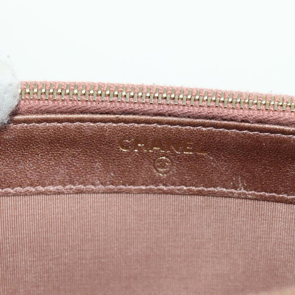 CHANEL Matelasse Chain Wallet Shoulder Bag Leather Pink Gold CC Auth BAZ741V