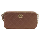 CHANEL Matelasse Chain Wallet Shoulder Bag Leather Pink Gold CC Auth BAZ741V-13