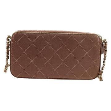 CHANEL Matelasse Chain Wallet Shoulder Bag Leather Pink Gold CC Auth BAZ741V - 0
