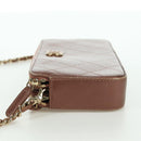 CHANEL Matelasse Chain Wallet Shoulder Bag Leather Pink Gold CC Auth BAZ741V-3