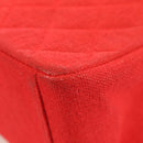 CHANEL Big Matelasse 35 Chain Shoulder Bag Canvas Gold Red CC Auth BAZ742V-14