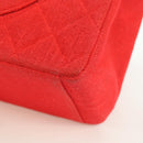 CHANEL Big Matelasse 35 Chain Shoulder Bag Canvas Gold Red CC Auth BAZ742V-16