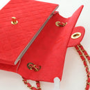 CHANEL Big Matelasse 35 Chain Shoulder Bag Canvas Gold Red CC Auth BAZ742V-18