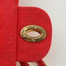 CHANEL Big Matelasse 35 Chain Shoulder Bag Canvas Gold Red CC Auth BAZ742V-10