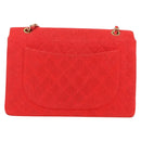 CHANEL Big Matelasse 35 Chain Shoulder Bag Canvas Gold Red CC Auth BAZ742V-2