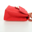 CHANEL Big Matelasse 35 Chain Shoulder Bag Canvas Gold Red CC Auth BAZ742V-4