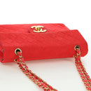 CHANEL Big Matelasse 35 Chain Shoulder Bag Canvas Gold Red CC Auth BAZ742V-6
