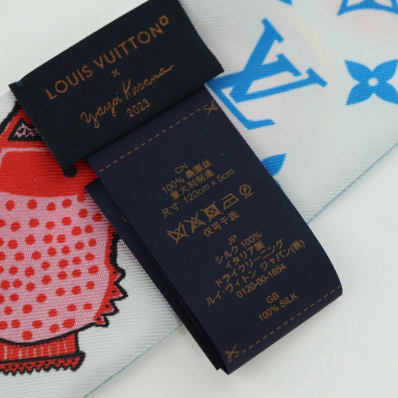 LOUIS VUITTON Yayoi Kusama Face Bando BB Schal Seide Blau M78313 LV Auth BAZ743M