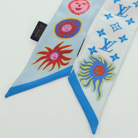 LOUIS VUITTON Yayoi Kusama Face Bando BB Scarf Silk Blue M78313 LV Auth BAZ743M - 0