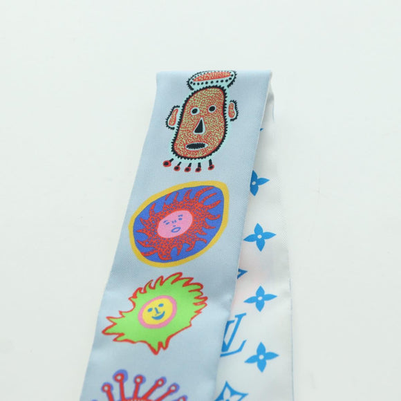 LOUIS VUITTON Yayoi Kusama Face Bando BB Schal Seide Blau M78313 LV Auth BAZ743M