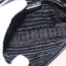 PRADA Kettenschultertasche Nylon Schwarz Silber Auth BAZ748A-11