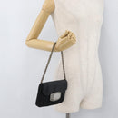 PRADA Kettenschultertasche Nylon Schwarz Silber Auth BAZ748A-23