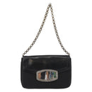 PRADA Kettenschultertasche Nylon Schwarz Silber Auth BAZ748A-13