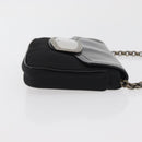 PRADA Kettenschultertasche Nylon Schwarz Silber Auth BAZ748A-3