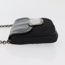 PRADA Kettenschultertasche Nylon Schwarz Silber Auth BAZ748A-4