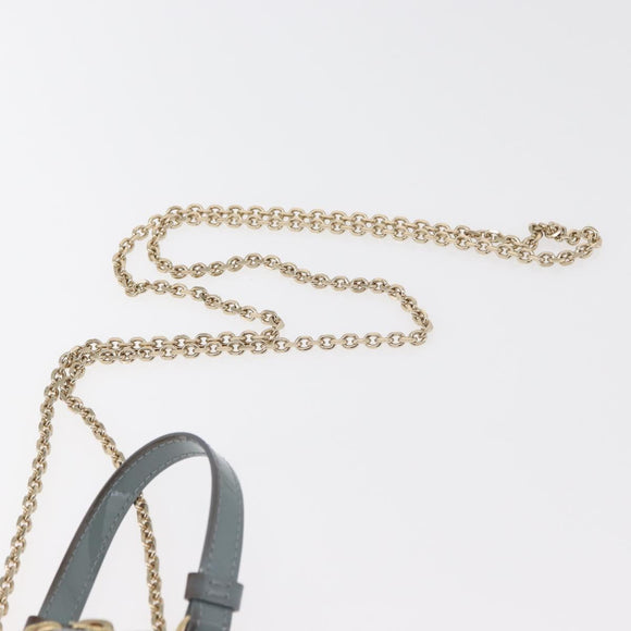 Christian Dior Cannage Chain Phone Pouch Bag Patent 2way Blue Gold Auth BAZ749A