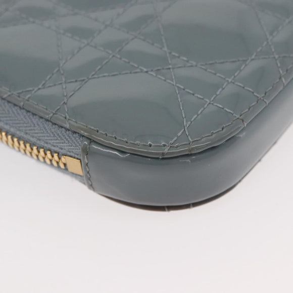 Christian Dior Cannage Chain Phone Pouch Bag Patent 2way Blue Gold Auth BAZ749A
