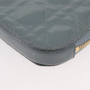 Christian Dior Cannage Chain Phone Pouch Bag Patent 2way Blue Gold Auth BAZ749A-16