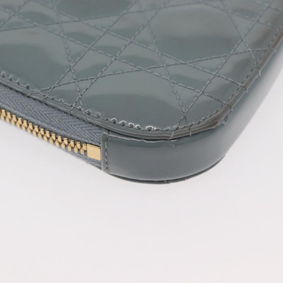 Christian Dior Cannage Chain Phone Pouch Bag Patent 2way Blue Gold Auth BAZ749A