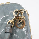 Christian Dior Cannage Chain Phone Pouch Bag Patent 2way Blue Gold Auth BAZ749A-10