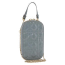 Christian Dior Cannage Chain Phone Pouch Bag Patent 2way Blue Gold Auth BAZ749A-1