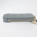 Christian Dior Cannage Chain Phone Pouch Bag Patent 2way Blue Gold Auth BAZ749A-3