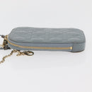 Christian Dior Cannage Chain Phone Pouch Bag Patent 2way Blue Gold Auth BAZ749A-4