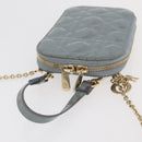 Christian Dior Cannage Chain Phone Pouch Bag Patent 2way Blue Gold Auth BAZ749A-6