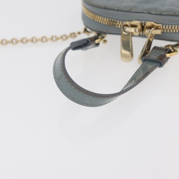 Christian Dior Cannage Chain Phone Pouch Bag Patent 2way Blue Gold Auth BAZ749A