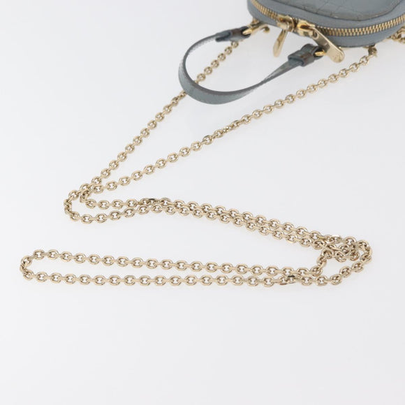 Christian Dior Cannage Chain Phone Pouch Bag Patent 2way Blue Gold Auth BAZ749A