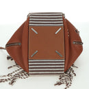LOEWE Hammock Small Hand Bag Canvas Leather 2way Brown Silver Auth BAZ780V-5