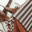 LOEWE Hammock Small Hand Bag Canvas Leather 2way Brown Silver Auth BAZ780V-16