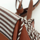 LOEWE Hammock Small Hand Bag Canvas Leather 2way Brown Silver Auth BAZ780V-17