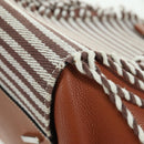 LOEWE Hammock Small Hand Bag Canvas Leather 2way Brown Silver Auth BAZ780V-19