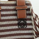 LOEWE Hammock Small Hand Bag Canvas Leather 2way Brown Silver Auth BAZ780V-20