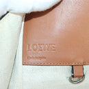 LOEWE Hammock Small Hand Bag Canvas Leather 2way Brown Silver Auth BAZ780V-21